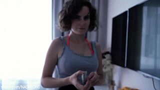 hey that house cleaning lady agreed to undress and give blowjob with cum in mouth for cash in nude sex quickie