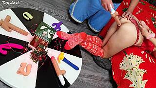 Double Win Two Thrusting Dildos Destroying Her Tight Pussy 😈