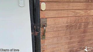 Office worker sneaks in a creampie fuck with her boss at the resort