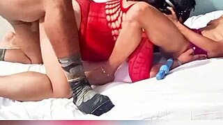 This mature milf licks my ass good while I fuck my girlfriend's pussy in homemade threesome.