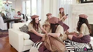 Girl Scout Teen 18+s Fucking Scout Leader in Reverse Gangbang