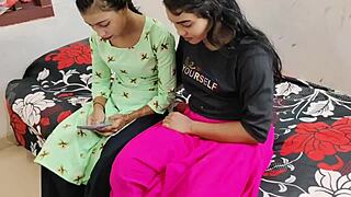 Best threesome with komal and neha getting wild alone in the room for furious fun