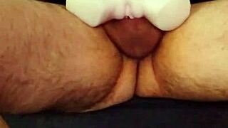 Guy masturbates with sex doll in homemade solo session. He enjoys the intimate experience fully.