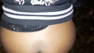 Teen prostitute takes big cock creampie in her big ass during outdoor anal assfucking at night