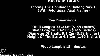 Ria sunn testing the handmade balldog size l with additional anal fisting twt383 blonde toys gaping asshole orgasm