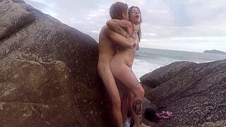 Blonde Brazilian Teen Begs For Cum From Gifted Young 18+ Muscular Man With Monster Cock On Public Beach