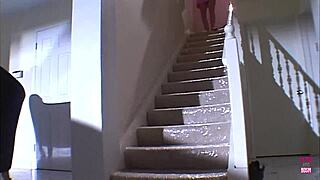 Two blondes dressed in lingerie join a couple of BDSM guys in latex for an intense anal foursome with double penetration.