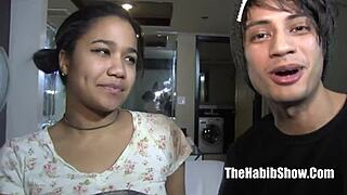 The teen blasian stripped down before getting pounded hard by hung Mexican Derek Forreal in the hood