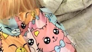 She blindfolds her boyfriend and invites the sex toy stepmom for anal fun.