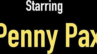 Naughty Penny Pax teases with her double-head dildo outdoors