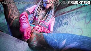 tattoo slut does solo dp with toys in anal masturbation and atm assplay