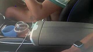 Ebony pornstar gives blowjob and handjob to big black cock in the car during public outdoor play. It's a quick amateur session with monster cock action.