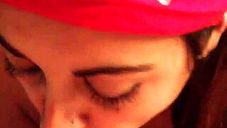 Red milf delivers super cocksucking with intense blowjob action on hard cock.