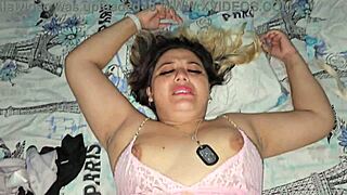 So this BLONDE chick in pajamas GETS FUCKED hard before bed in casual latina style