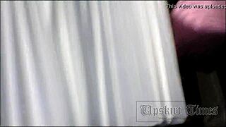 hey, spying on hot blonde with upskirt view in hidden cam clip