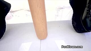 Gracie in fishnets slides hard on my dick pov style