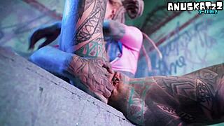 tattoo slut does solo dp with toys in anal masturbation and atm assplay