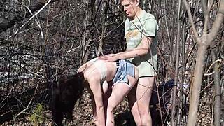Young 18+ slut CAUGHT in the forest and ROUGHLY FUCKED in doggystyle by a stranger.