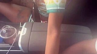 Ebony pornstar gives blowjob and handjob to big black cock in the car during public outdoor play. It's a quick amateur session with monster cock action.