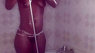 Crazybitch takes a shower with her dildo before facing the biggest dick from Ghana in Nigeria
