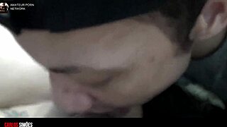 Casually licking and sucking the juicy pussy of the brunette in a dress without panties. She's athletic, tattooed, and submissive in this homemade couple session.