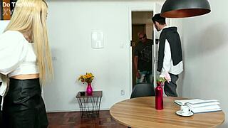 Fat BLACK cock ravages blonde housewife Kira Sex asshole as cuckold husband watches.