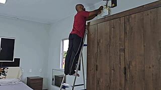 Curly Emo Nerd with Big Tits and Ass Gets Interracial Anal Creampie in Bedroom