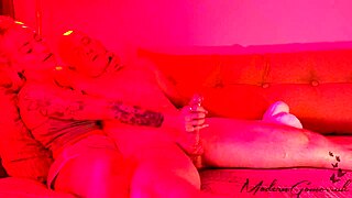 Muscular blonde babe punishes hubby with handjob during his edging expedition as couple