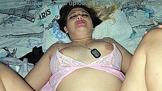 So this BLONDE chick in pajamas GETS FUCKED hard before bed in casual latina style