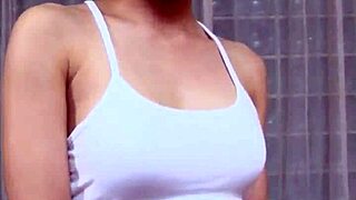 Swallowing Cum from Naughty Woman in Sports Bra and Lacy Panties with Big Ass