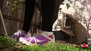 just walking around in my sneakers for some outdoor foot fetish fun