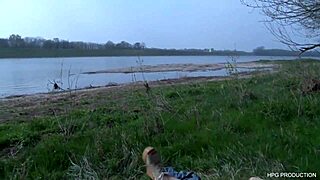 Short haired tattooed French milf gets fucked outdoors in European mature scene.