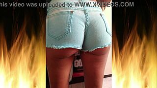 Hey, check out this skinny brunette with a hot ass - wanna see her shaved pussy get wet in lingerie?