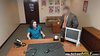 Nurse stepmother BENT OVER and got drilled DOGGYSTYLE by her stepdaughter's campus principal at the hospital.