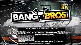 Maid bent over for interracial doggystyle creampie with big ass and shaved pussy.