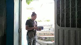 hey, my temu order arrived but i can't tip the delivery guy, so i let him lick my pussy instead for that orgasm