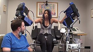 Wanna see Phoenix Rose as human guinea pig in latex fetish vibrator scene?