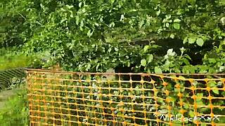 Evelina Darling cocky bitch flashes tits publicly and sucks dick boldly