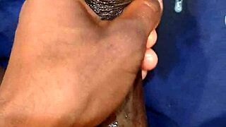 Monster big black cock unleashes a massive cumshot after intense solo masturbation session.