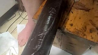 Huge hankeys toys stretch her ass in solo masturbation. She fits three at once for double penetration by the end.