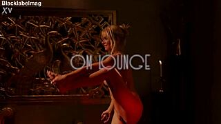 Serene siren, this horny blonde cougar with big fake tits, does nude yoga then masturbates to orgasm solo.