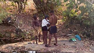 outside fucking this shy village girl with big ass in doggystyle sideways