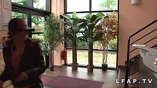 Young pretty French student with big tits gets fucked hard at gym session