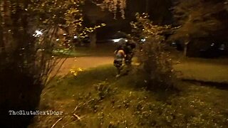 This nerdy milf was out in the park, casually stroking and sucking on a black dick.