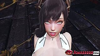 Tifa in White Big Tits Hentai - 3D Hentai of Breast Play Wet Cunnilingus and Squirt from Fingering Tight Pussy!