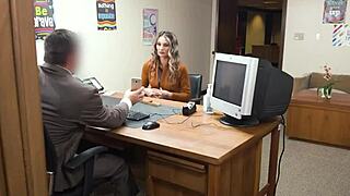 Perv principal demands Anya Olsen fuck him with deepthroat and doggystyle to keep stepson in school