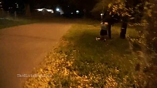 This nerdy milf was out in the park, casually stroking and sucking on a black dick.