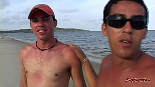 sparta thick rainbow boy sucks cock on beach draining those blue balls outdoors