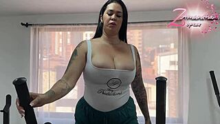 Can you imagine how I pleasure myself with my toy when alone in the gym, this Colombian mature milf getting huge satisfaction?