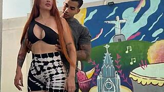 the muscular coach spots his cute brazilian student outdoors, licks her big ass, and fucks her hard during the workout session